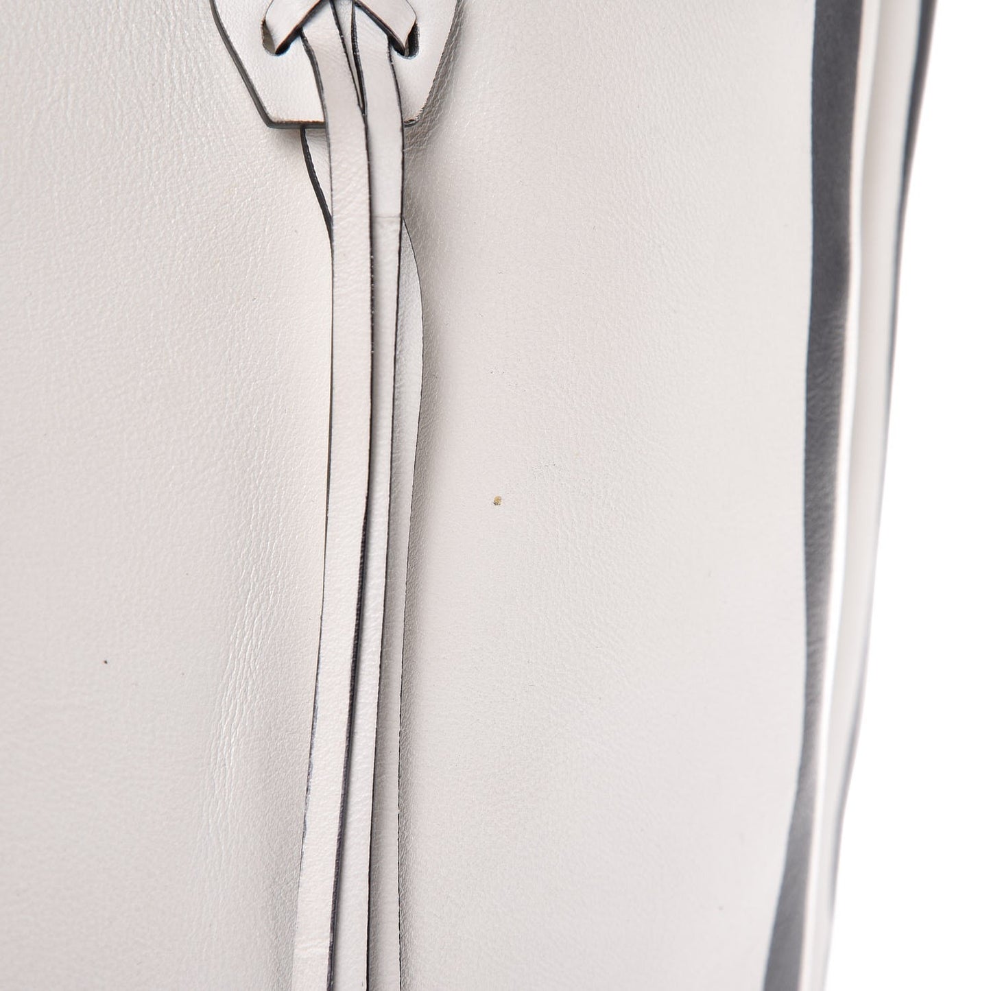 Smooth Calfskin Printed Small Fringe Shopper Tote Black White