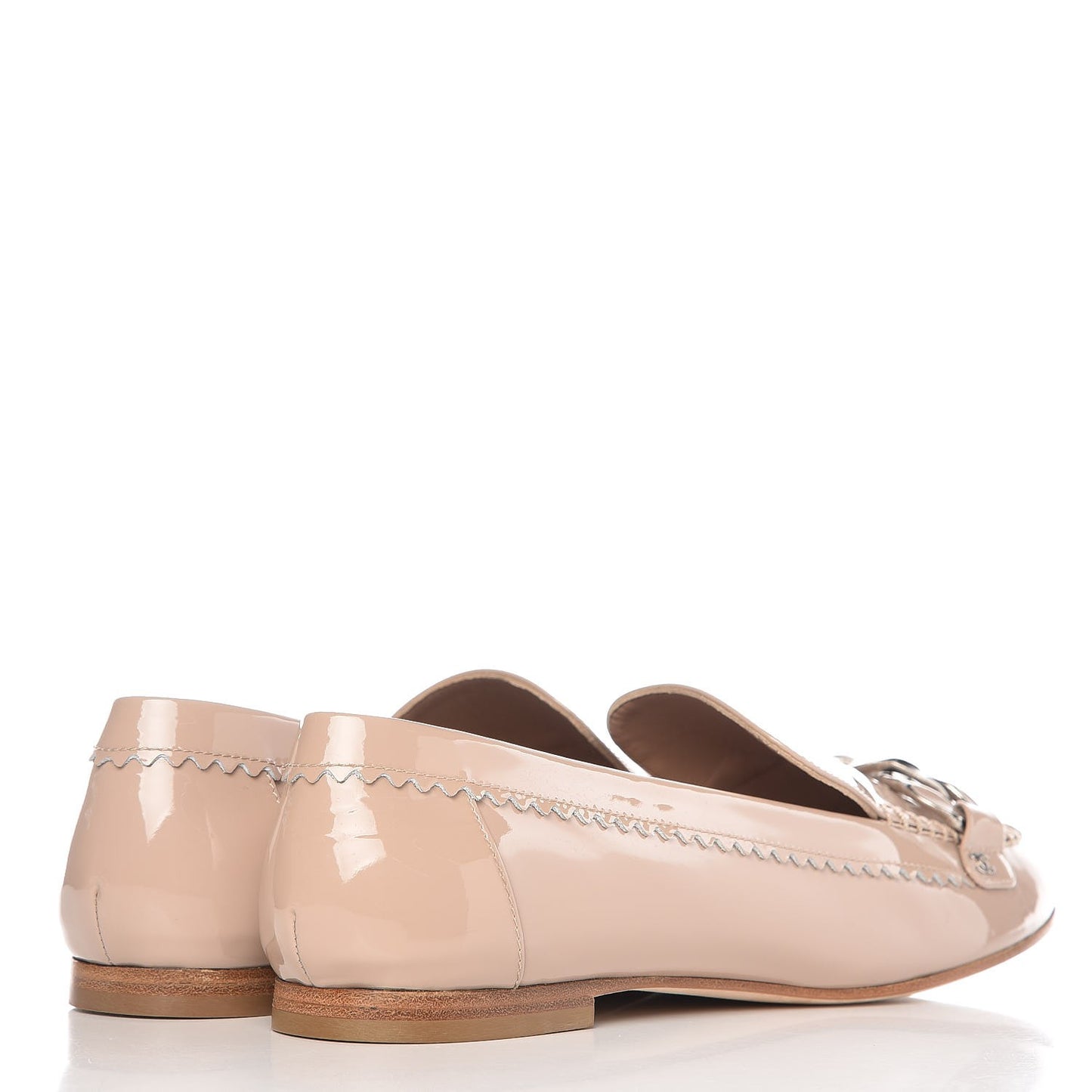 Patent Calfskin CC Mocassin Loafers 40.5 Beige