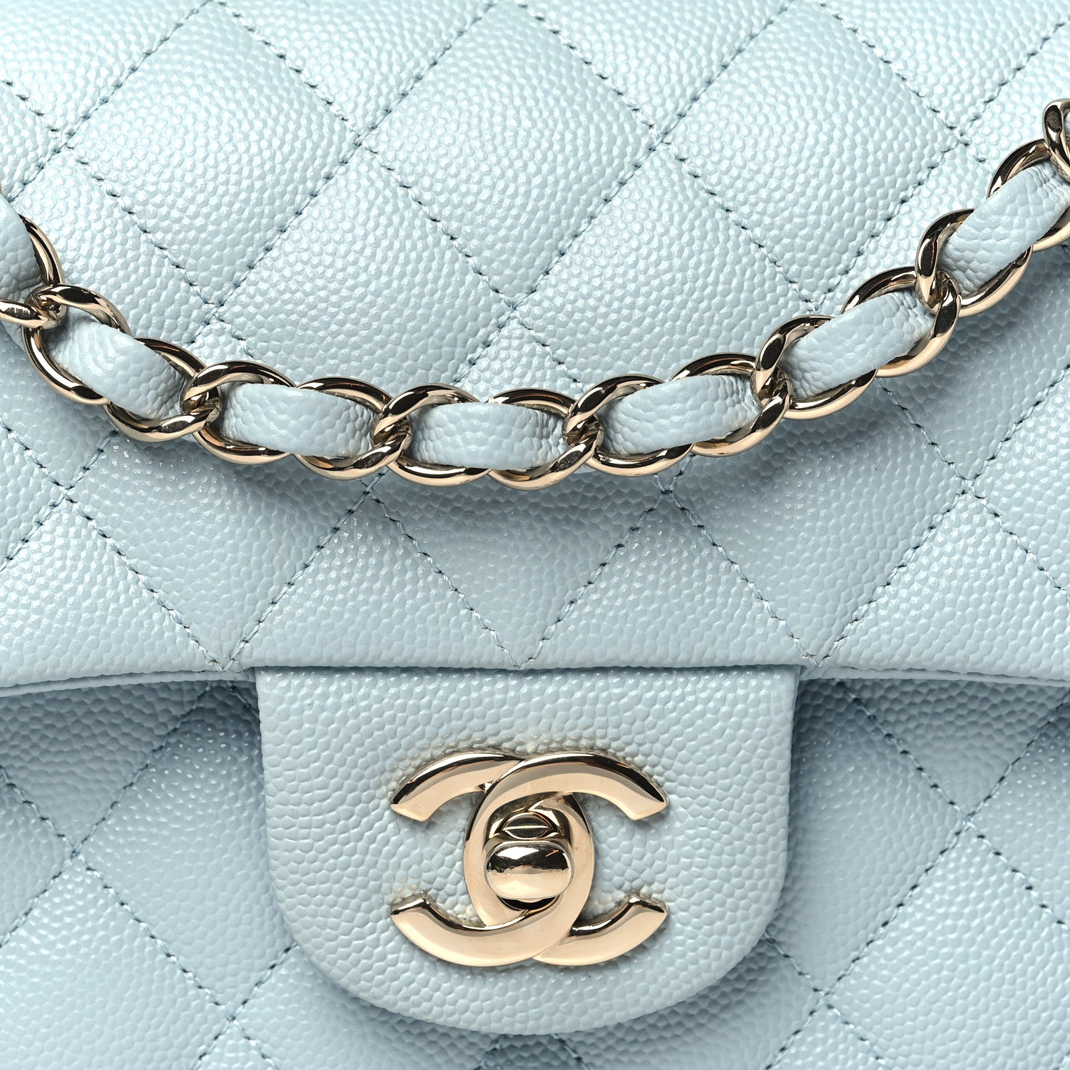 Chanel Caviar Quilted Small Double Flap Light Blue 8 of 10