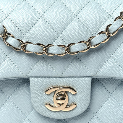 Chanel Caviar Quilted Small Double Flap Light Blue 8 of 10