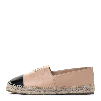 Chanel Lambskin CC Espadrilles 40 Beige Black 1 of 7