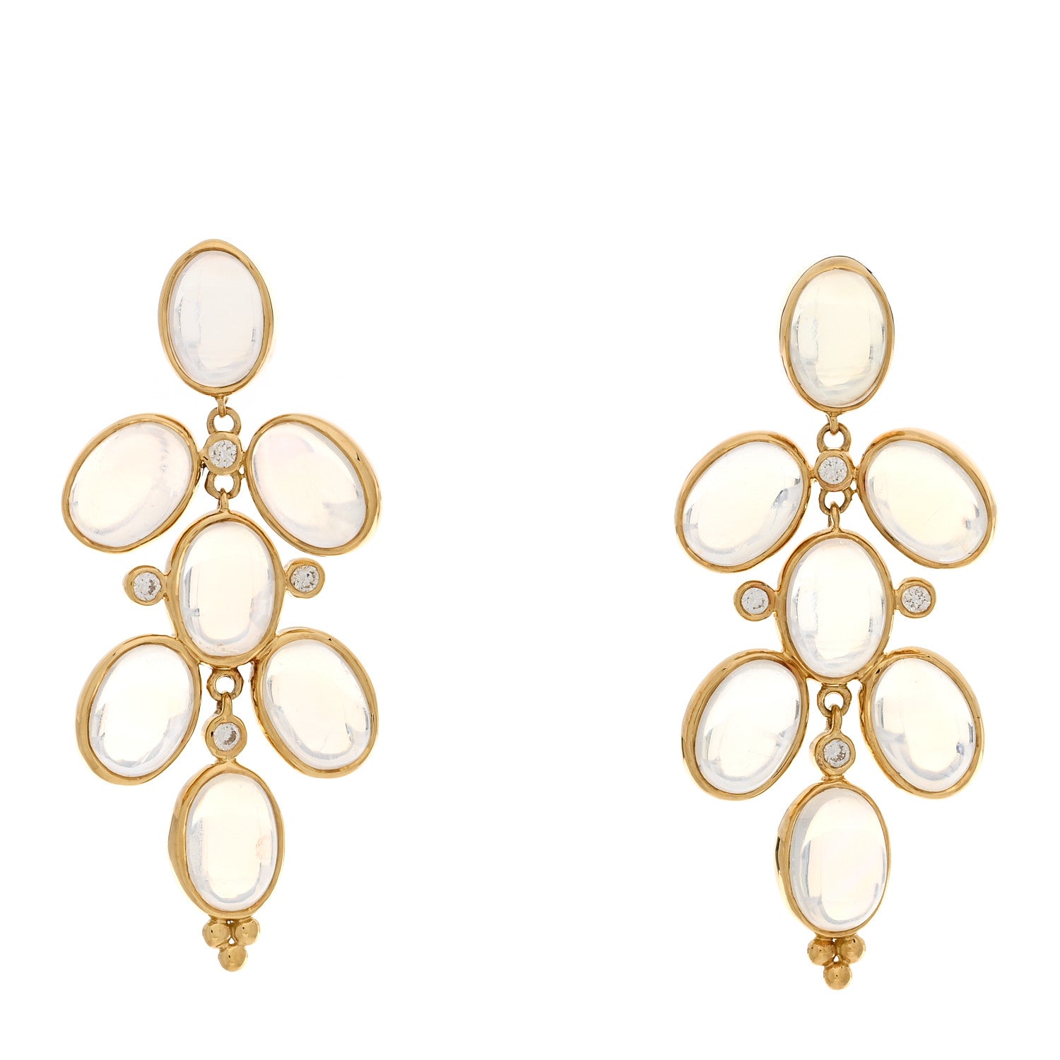 Temple St. Clair 18K Yellow Gold Moonstone Diamond Drop Earrings 1 of 4