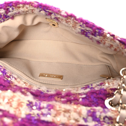 Chanel Tweed Shearling Large Flap Bag Purple Beige 5 of 10