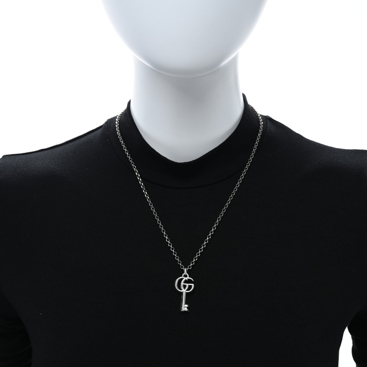 Sterling Silver Double G Key Pendant Necklace