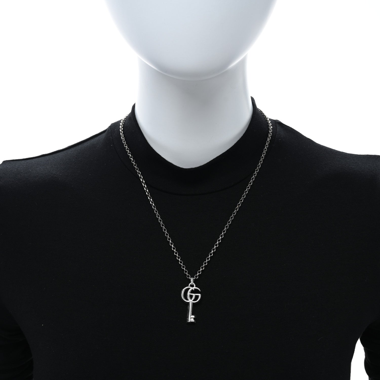 Gucci Sterling Silver Double G Key Pendant Necklace 2 of 5