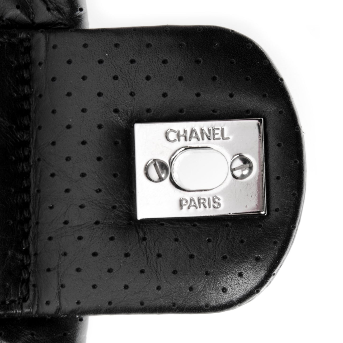 Aged Calfskin Perforated Flap Black