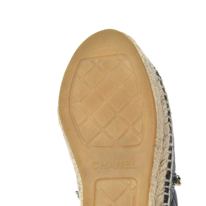 Chanel Lambskin Quilted CC Chain Espadrilles 36 Black 21 of 25