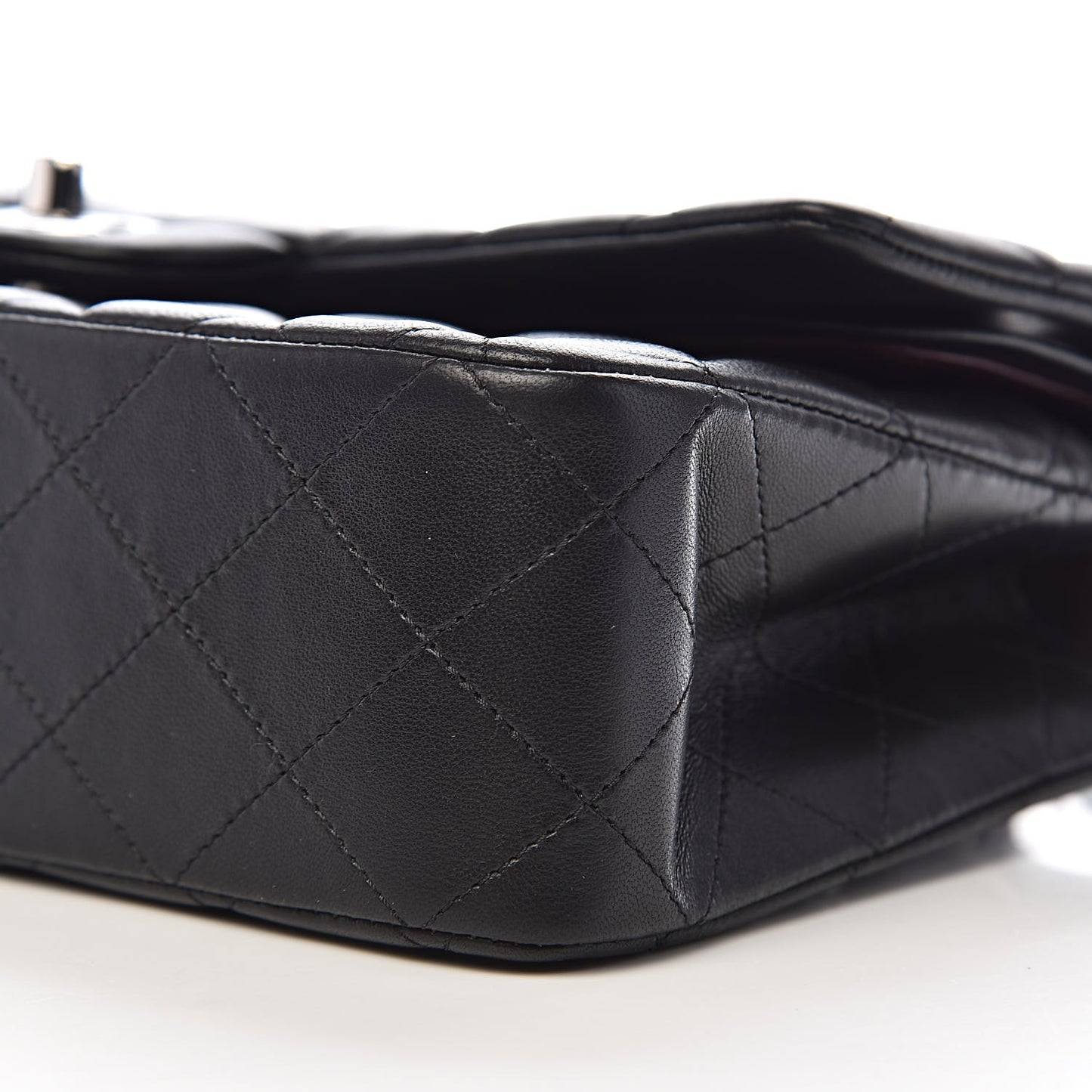 Lambskin Quilted Medium Double Flap Black