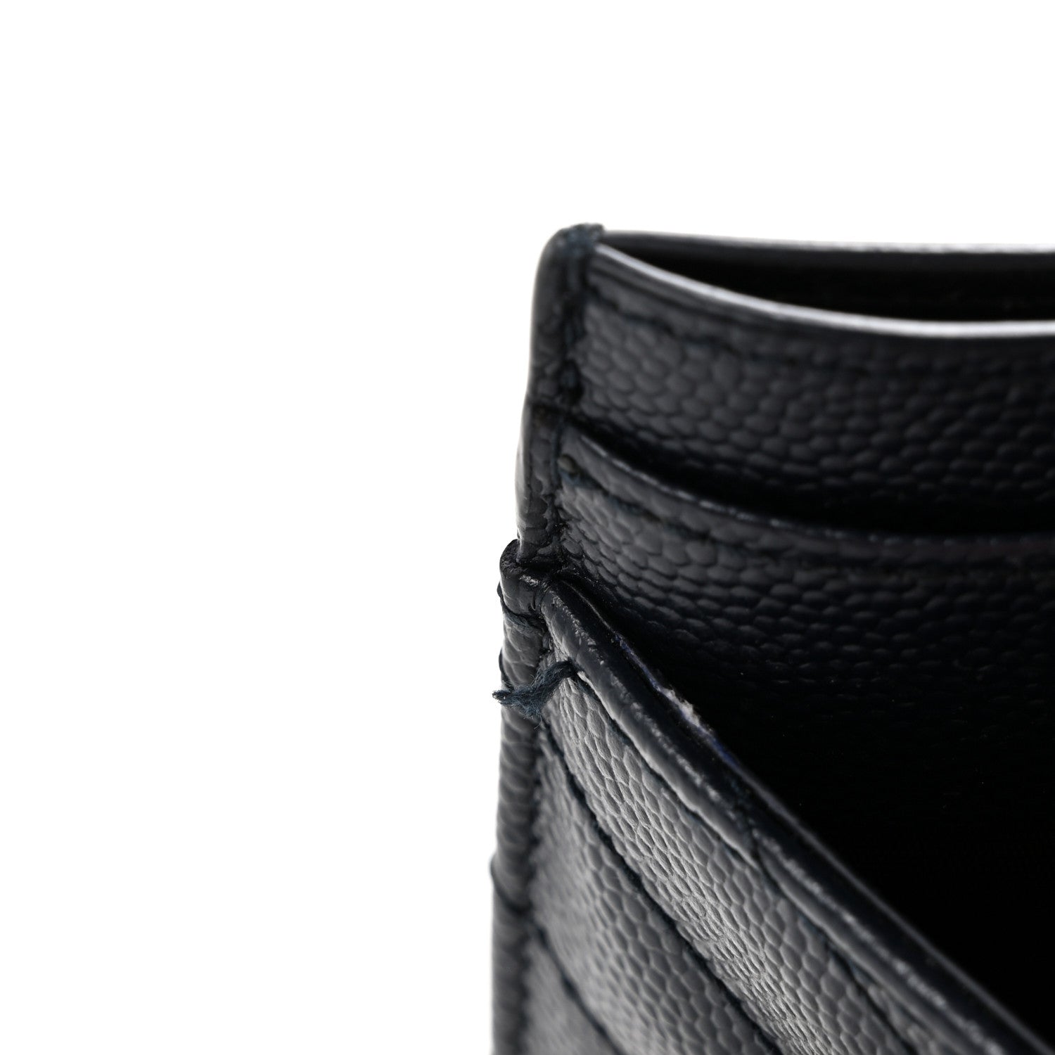 Saint Laurent Grain De Poudre Matelasse Chevron Monogram Credit Card Case Deep Marine 10 of 12