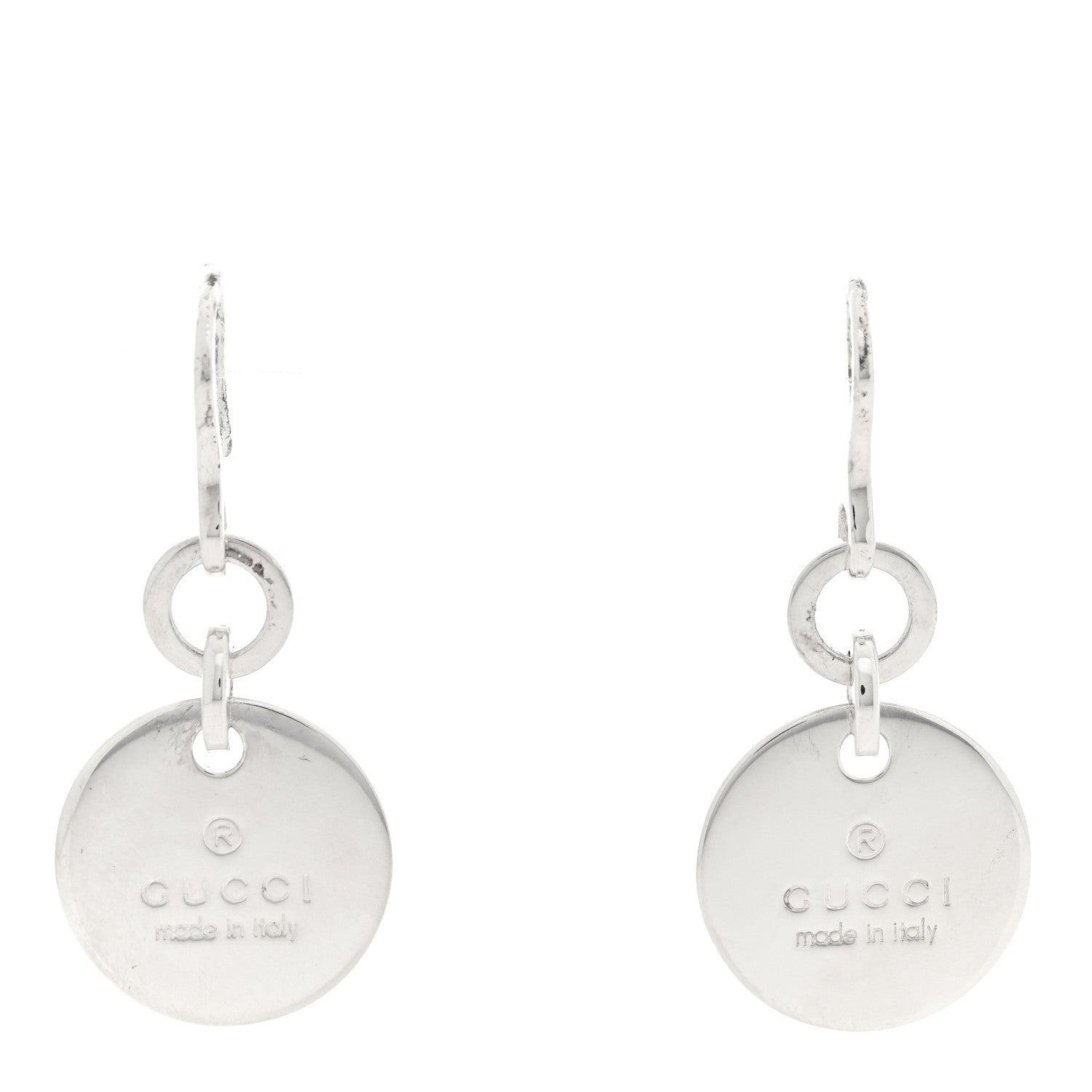 Gucci Sterling Silver Trademark Round Drop Earrings 1 of 4