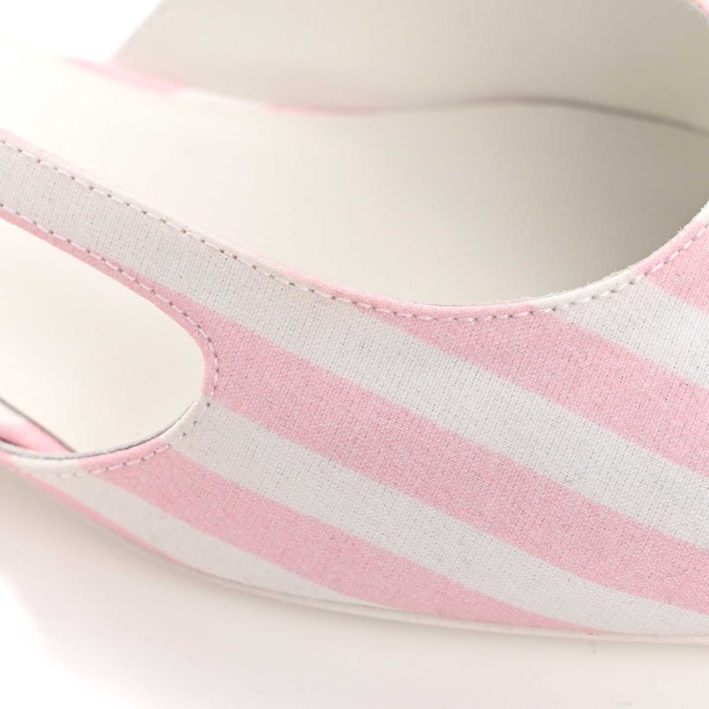 Printed Fabric Grosgrain Cap Toe Slingback Flats 37 White Pink Black