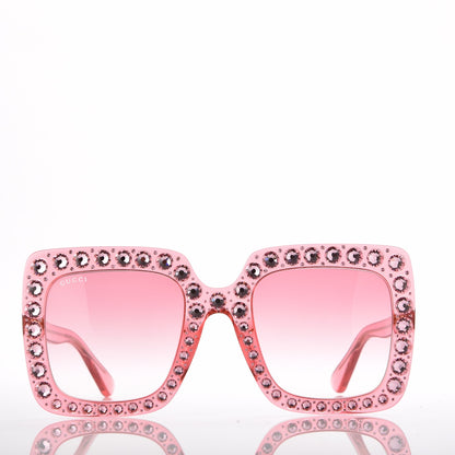 Gucci Acetate Crystal Oversize Sunglasses GG0148S Pink 2 of 7