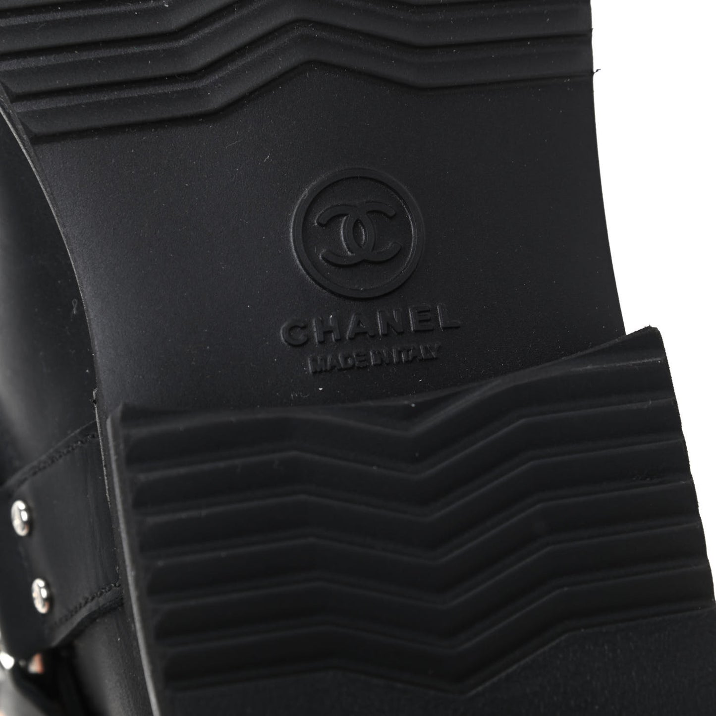 Oily Calfskin Star Quilted Biker Boots 36.5 Black