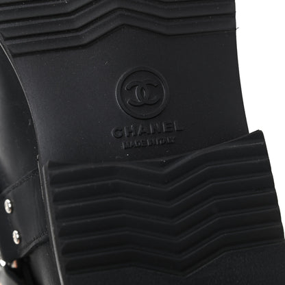 Chanel Oily Calfskin Star Quilted Biker Boots 36.5 Black 9 of 11