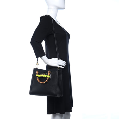 Gucci Calfskin Small Diana Tote Bag Black Yellow Fluo 2 of 14