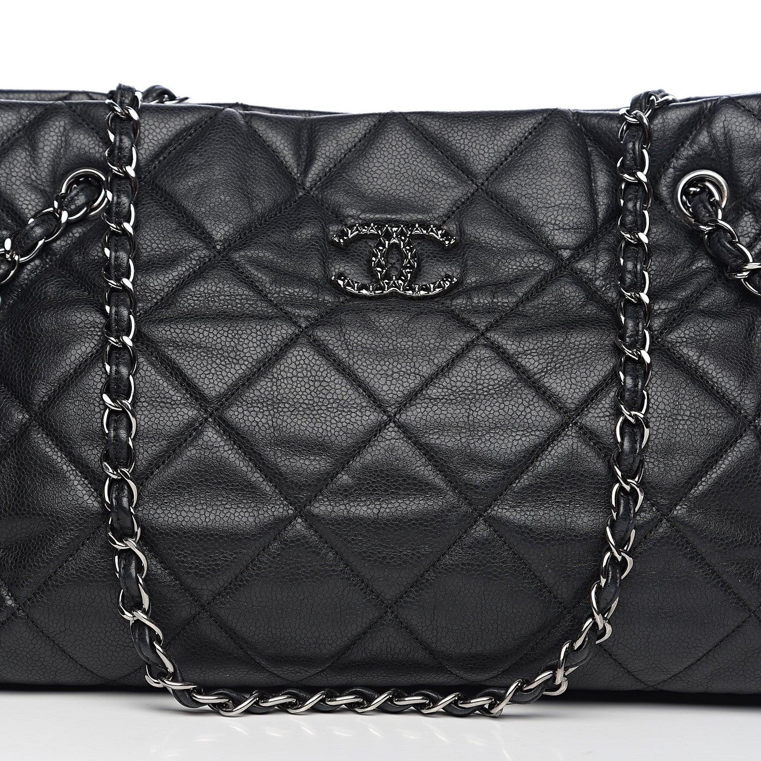 Chanel Soft Caviar Quilted Large Cells Tote Black 7 of 9