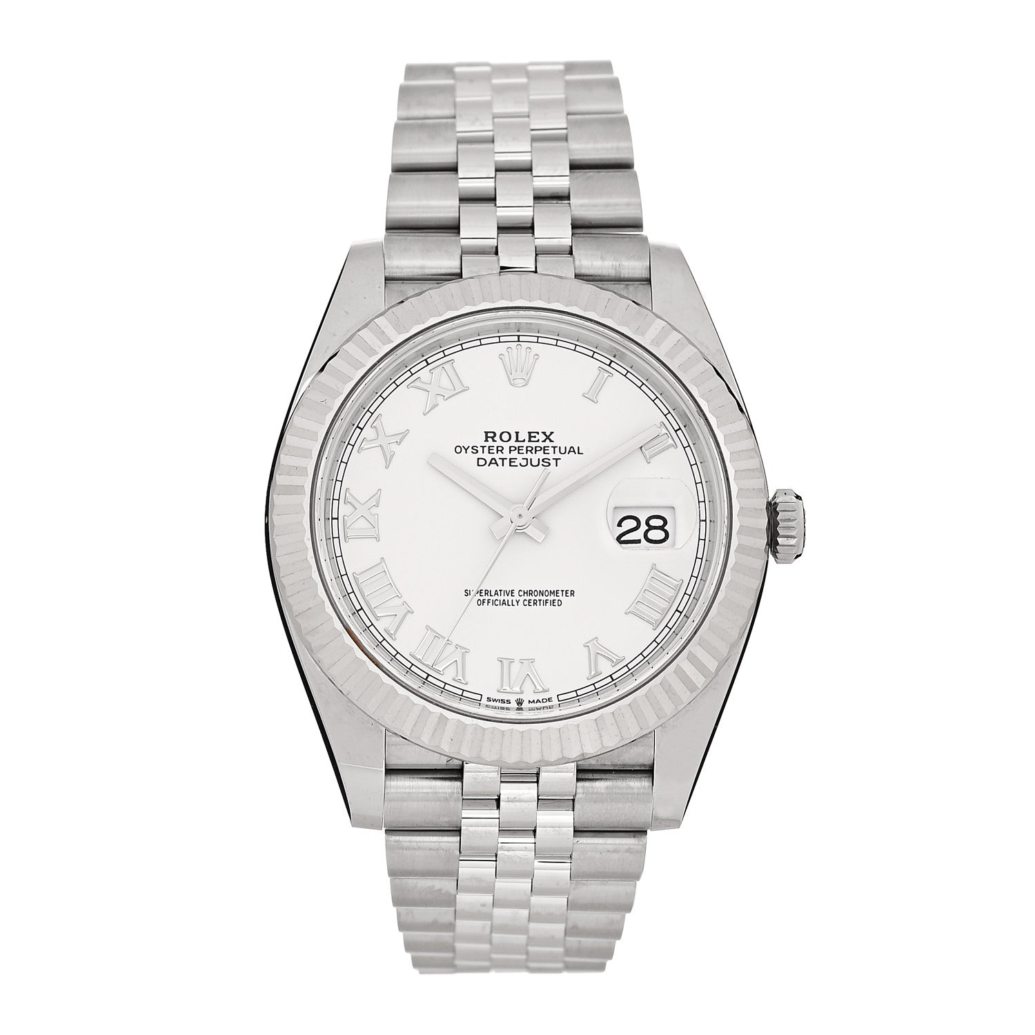 Rolex Stainless Steel 18K White Gold 41mm Oyster Perpetual Datejust Watch White Roman 126334 1 of 5