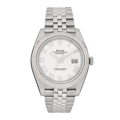 Rolex Stainless Steel 18K White Gold 41mm Oyster Perpetual Datejust Watch White Roman 126334 1 of 5
