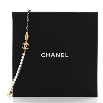 Chanel Pearl Crystal Lambskin CC Necklace Gold Black 6 of 6