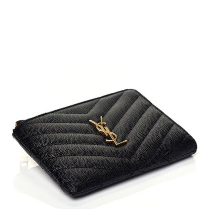 Saint Laurent Grain de Poudre Matelasse Monogram Key Pouch Black 4 of 7