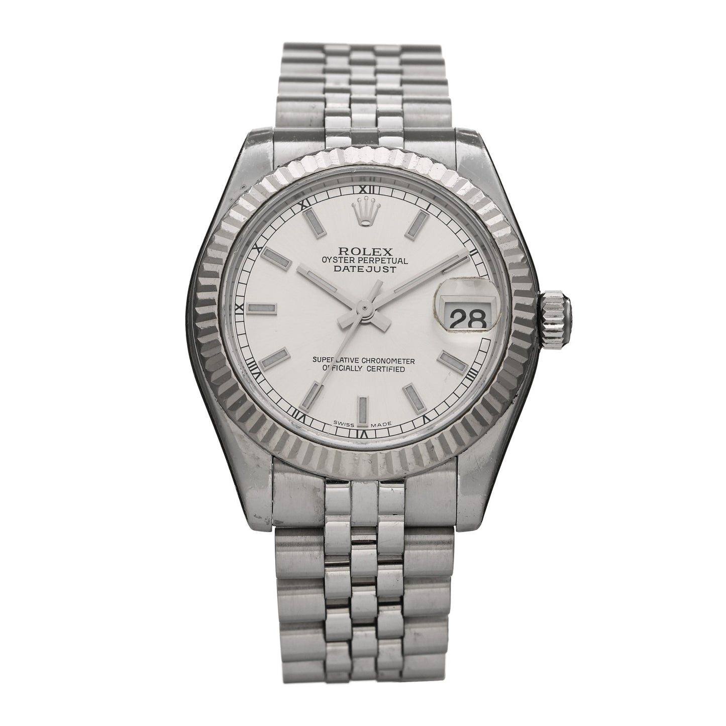 Stainless Steel 18K White Gold 31mm Oyster Perpetual Datejust Watch Silver 178274