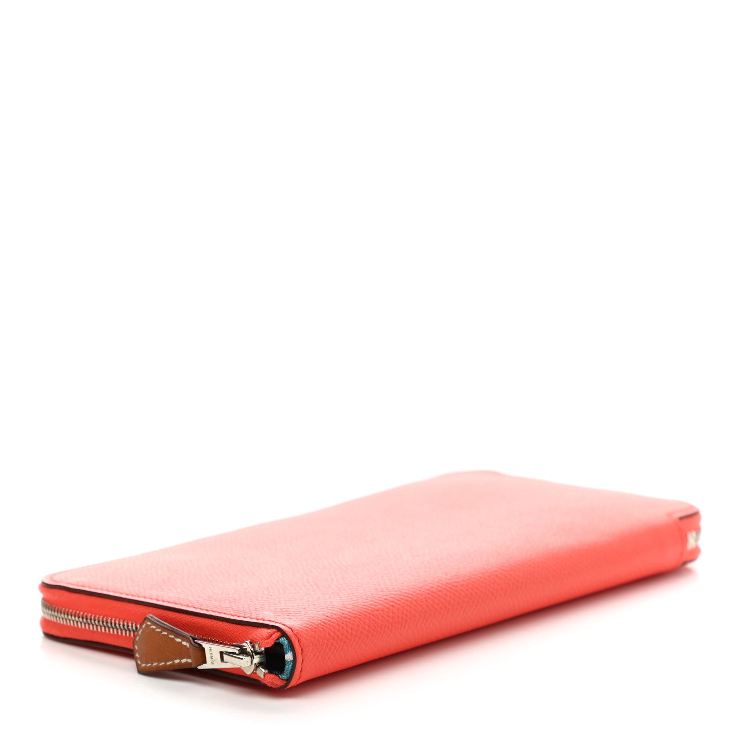 Hermes Epsom Silk'in Wallet Orange Poppy Bleu Saint Cyr 4 of 9