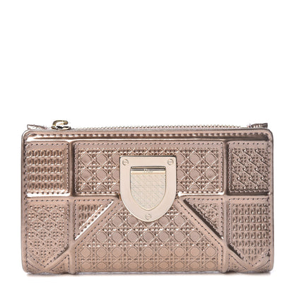 Christian Dior Metallic Patent Micro-Cannage Diorama Medium Wallet Champagne 1 of 8
