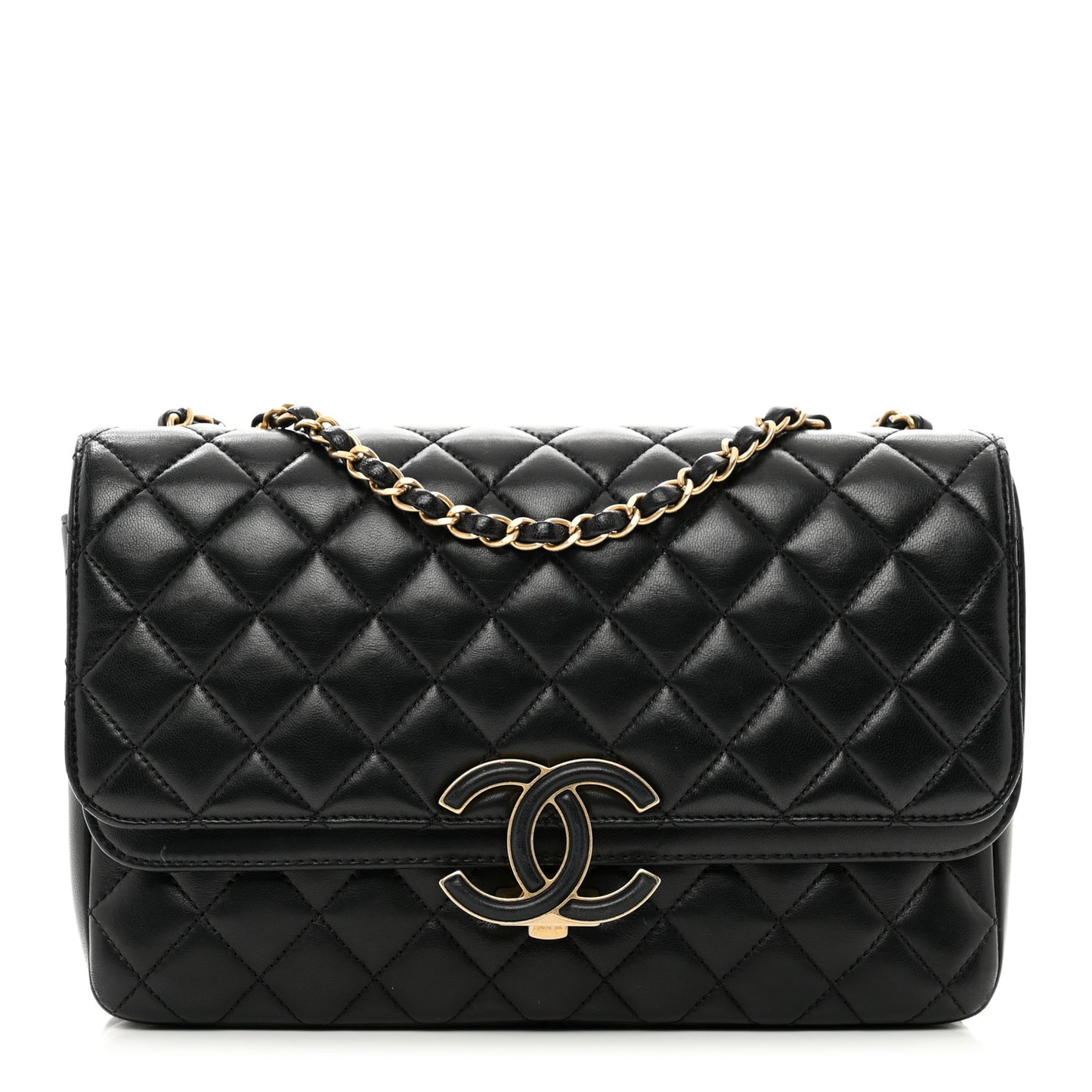Lambskin Quilted Large CC Chic Flap Black