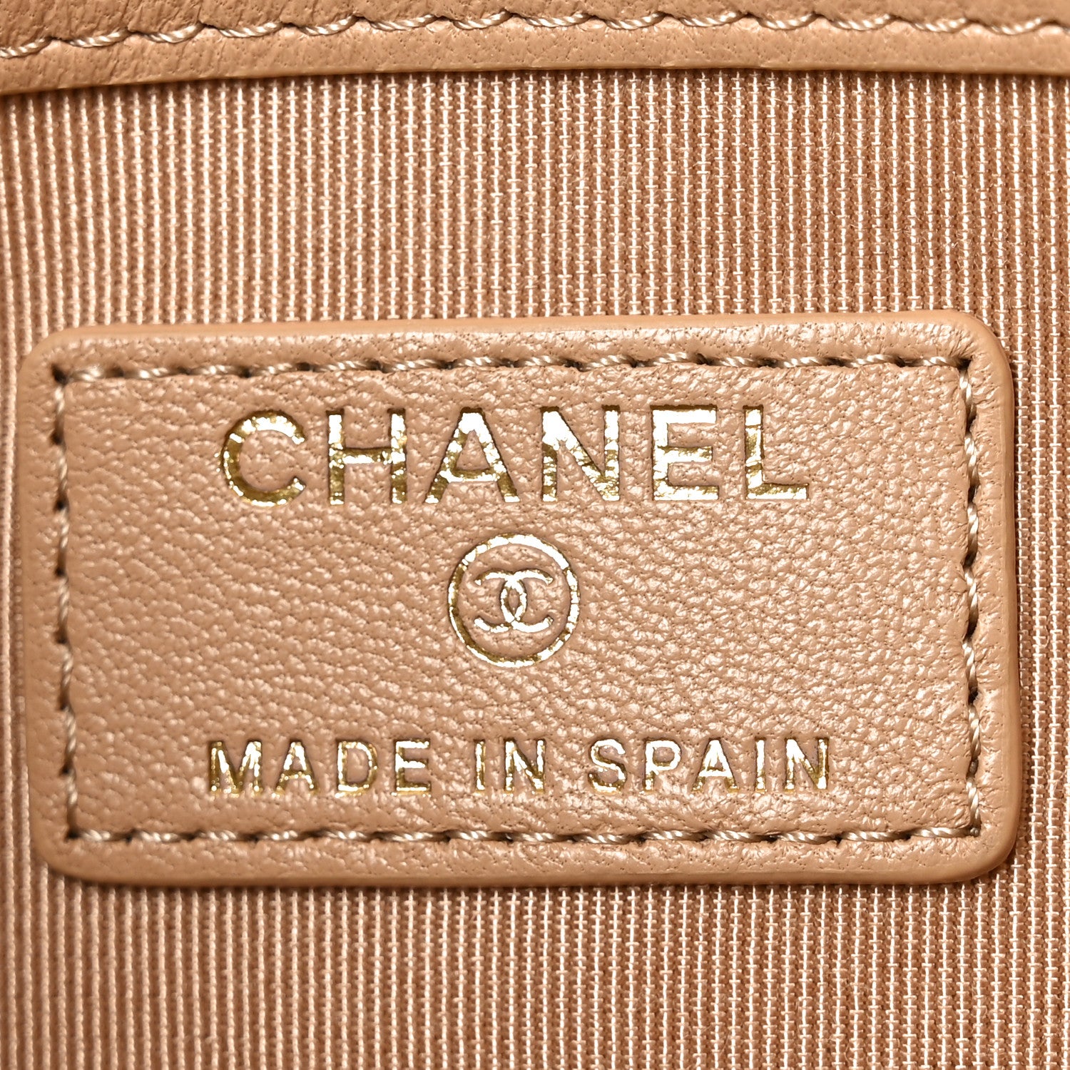 Chanel Lambskin Quilted Medium Boy Cosmetic Case Beige 6 of 8