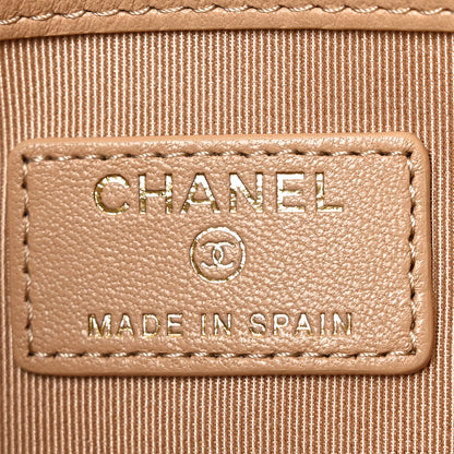 Chanel Lambskin Quilted Medium Boy Cosmetic Case Beige 6 of 8