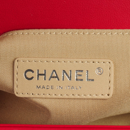 Chanel Lambskin Chevron Quilted Medium Boy Flap Dark Pink 6 of 7