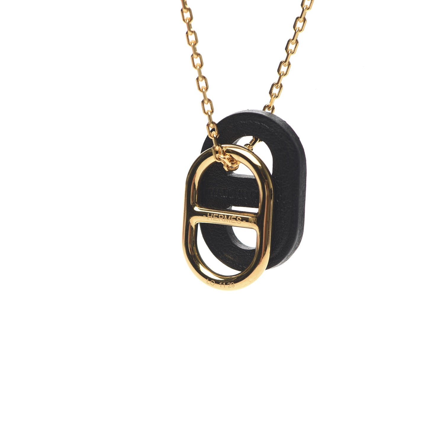 Hermes Palladium O'Maillon Pendant Necklace Black 4 of 6