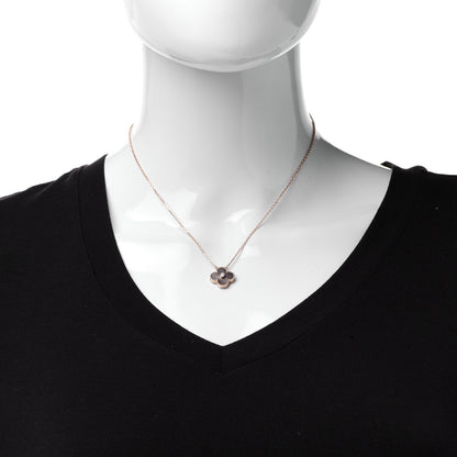 Van Cleef & Arpels 18K Rose Gold Diamond Grey Mother of Pearl Vintage Alhambra Pendant Necklace 2 of 5