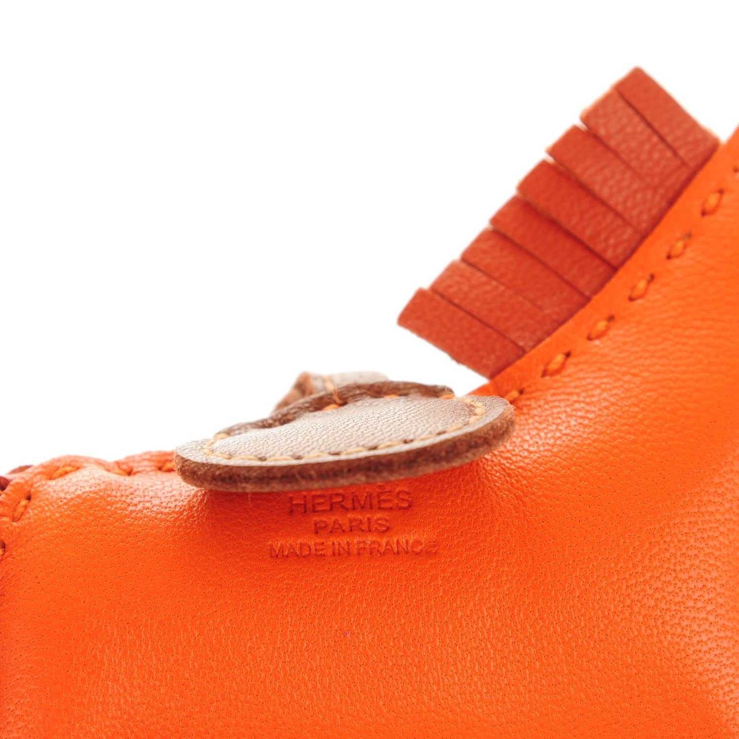 Hermes Milo Lambskin Grigri Rodeo Horse Bag Charm PM Feu Cornaline Fauve 4 of 5