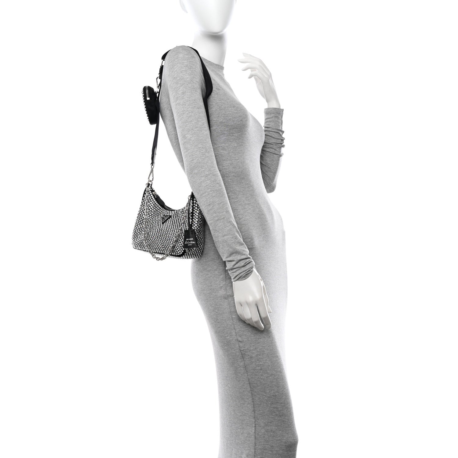Prada Satin Crystal Re-Edition 2005 Shoulder Bag Cristal 2 of 10