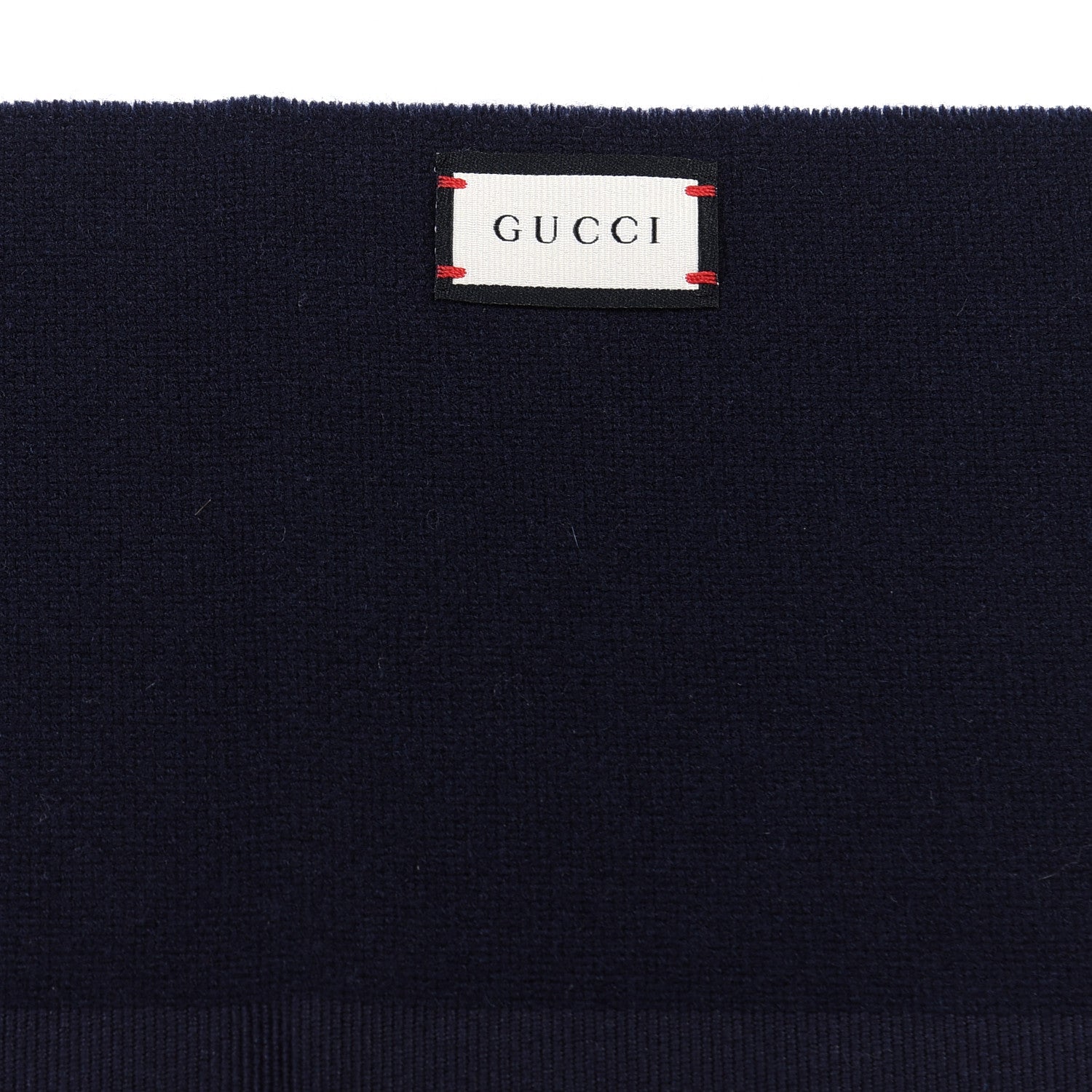 Gucci Wool Cashmere Silk Web Bee Scarf Navy 4 of 4