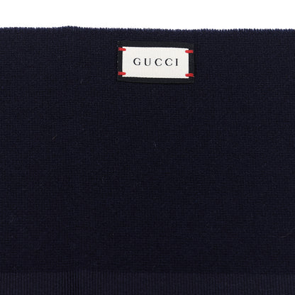 Gucci Wool Cashmere Silk Web Bee Scarf Navy 4 of 4
