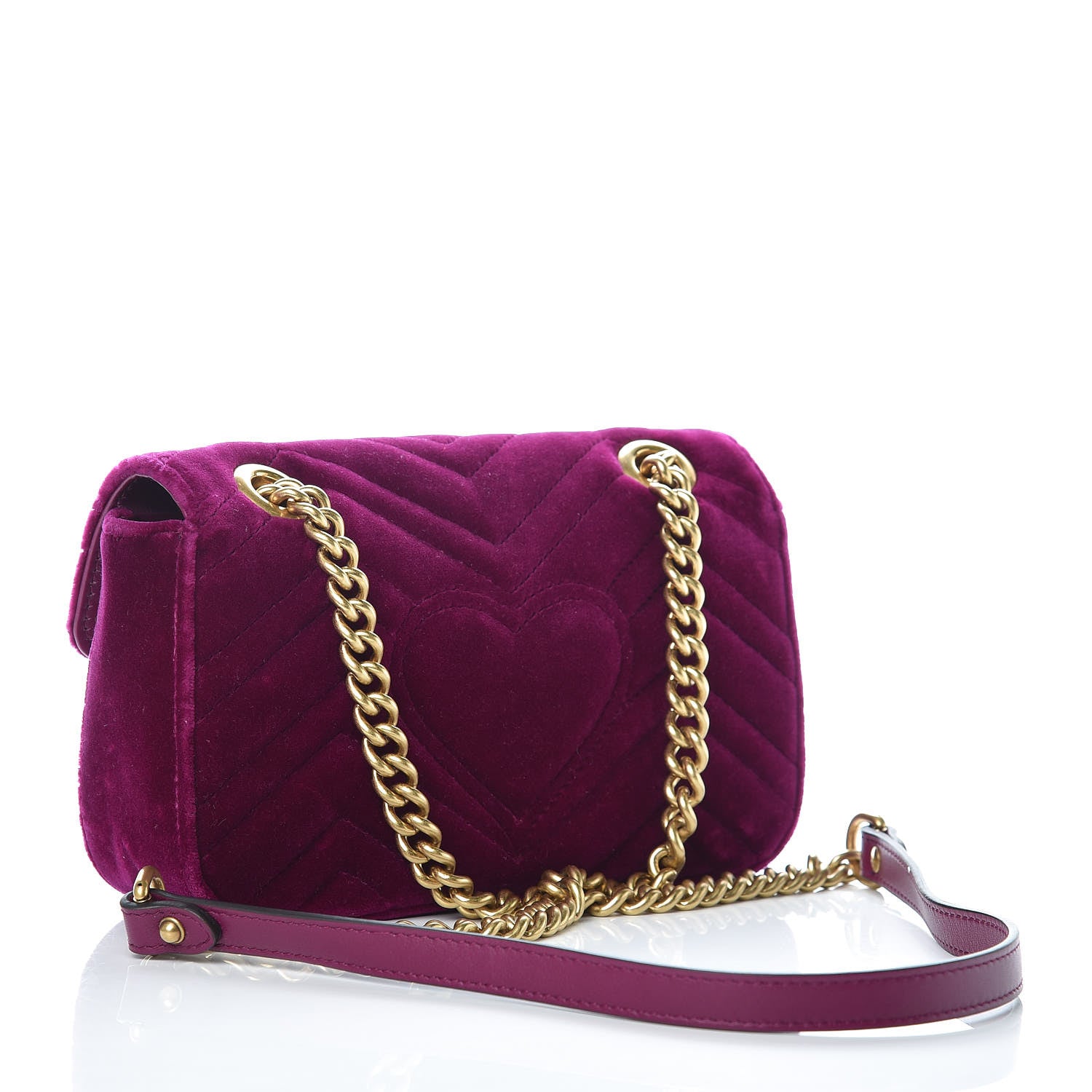 Gucci Velvet Matelasse Mini GG Marmont Shoulder Bag Fuchsia Violet Cyclamen 3 of 10