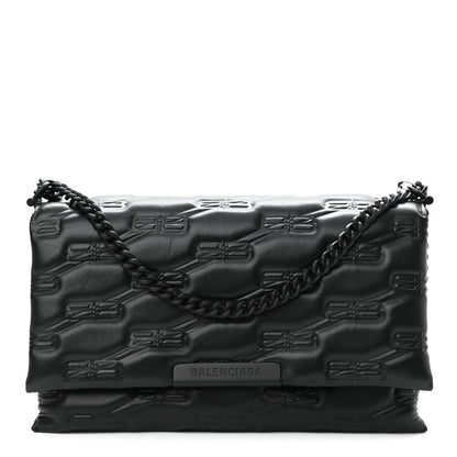 Balenciaga Nappa BB Monogram Embossed Medium Triplet Bag Black 1 of 10