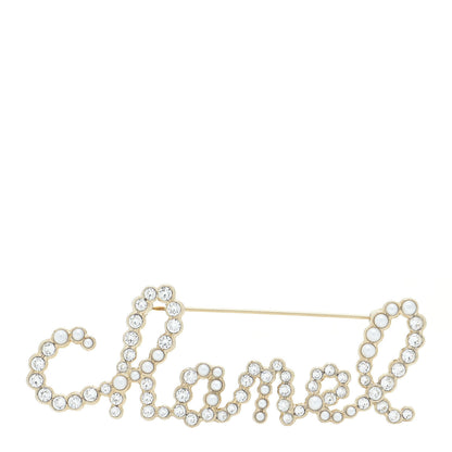 Chanel Metal Glass Swirling Pearls Brooch Pin Gold 1 of 10