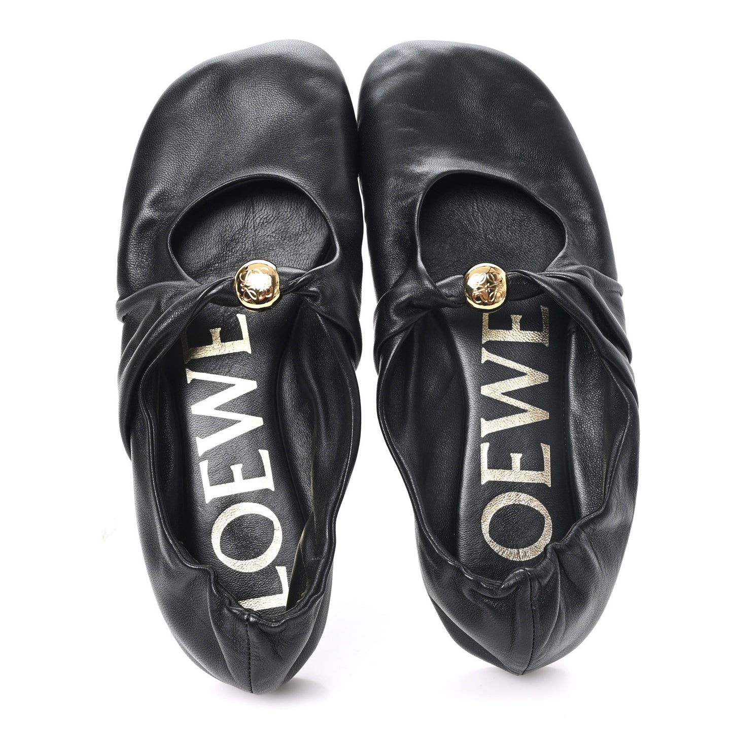 Lambskin Pebble Ballerina Flats 35 Black