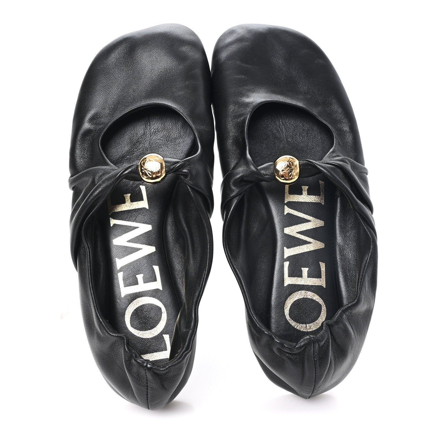 Loewe Lambskin Pebble Ballerina Flats 35 Black 2 of 8
