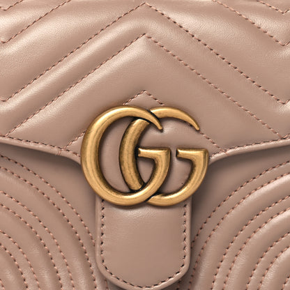 Gucci Calfskin Matelasse Mini GG Marmont Top Handle Shoulder Bag Porcelain Rose 8 of 10