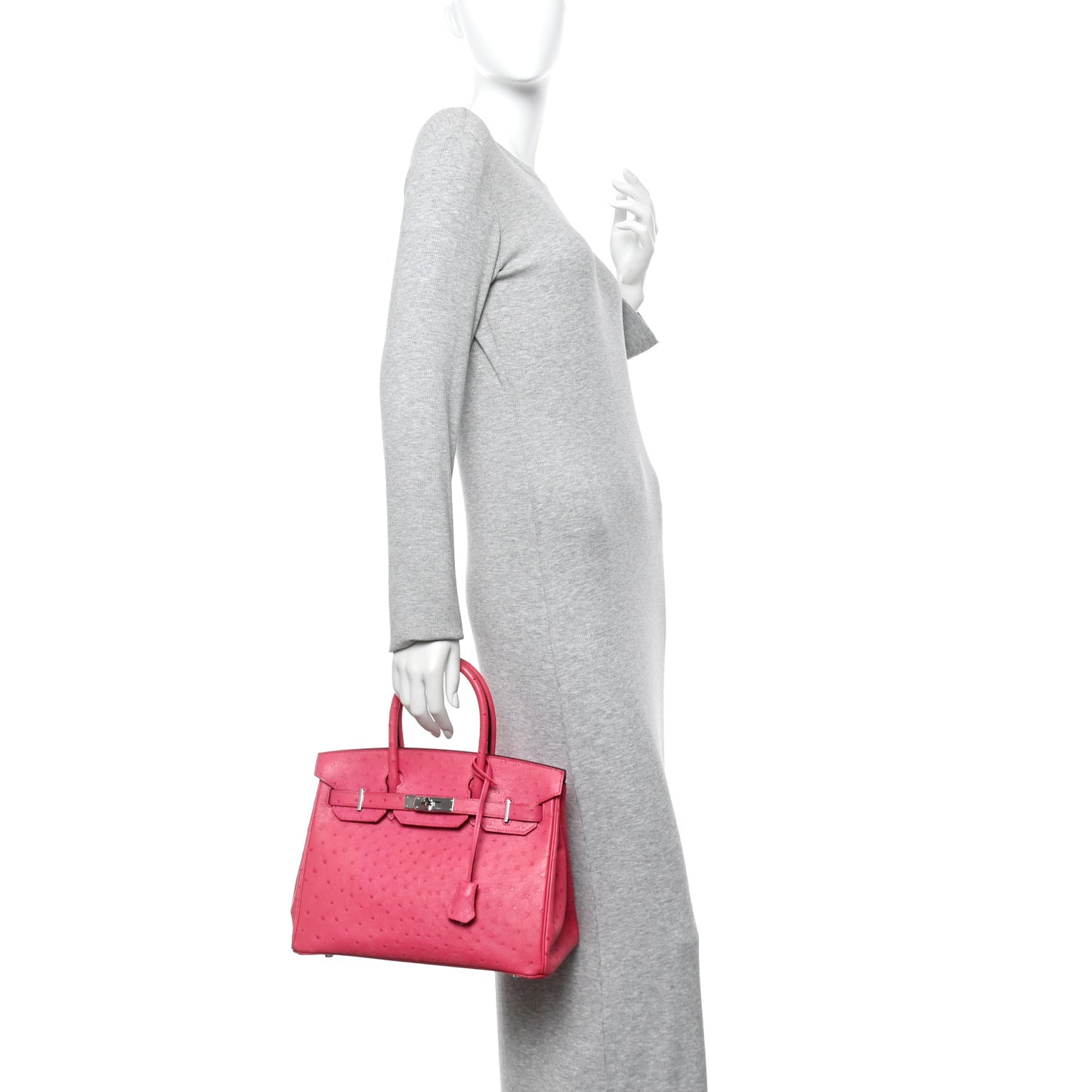 Ostrich Birkin 30 Rose Tyrien