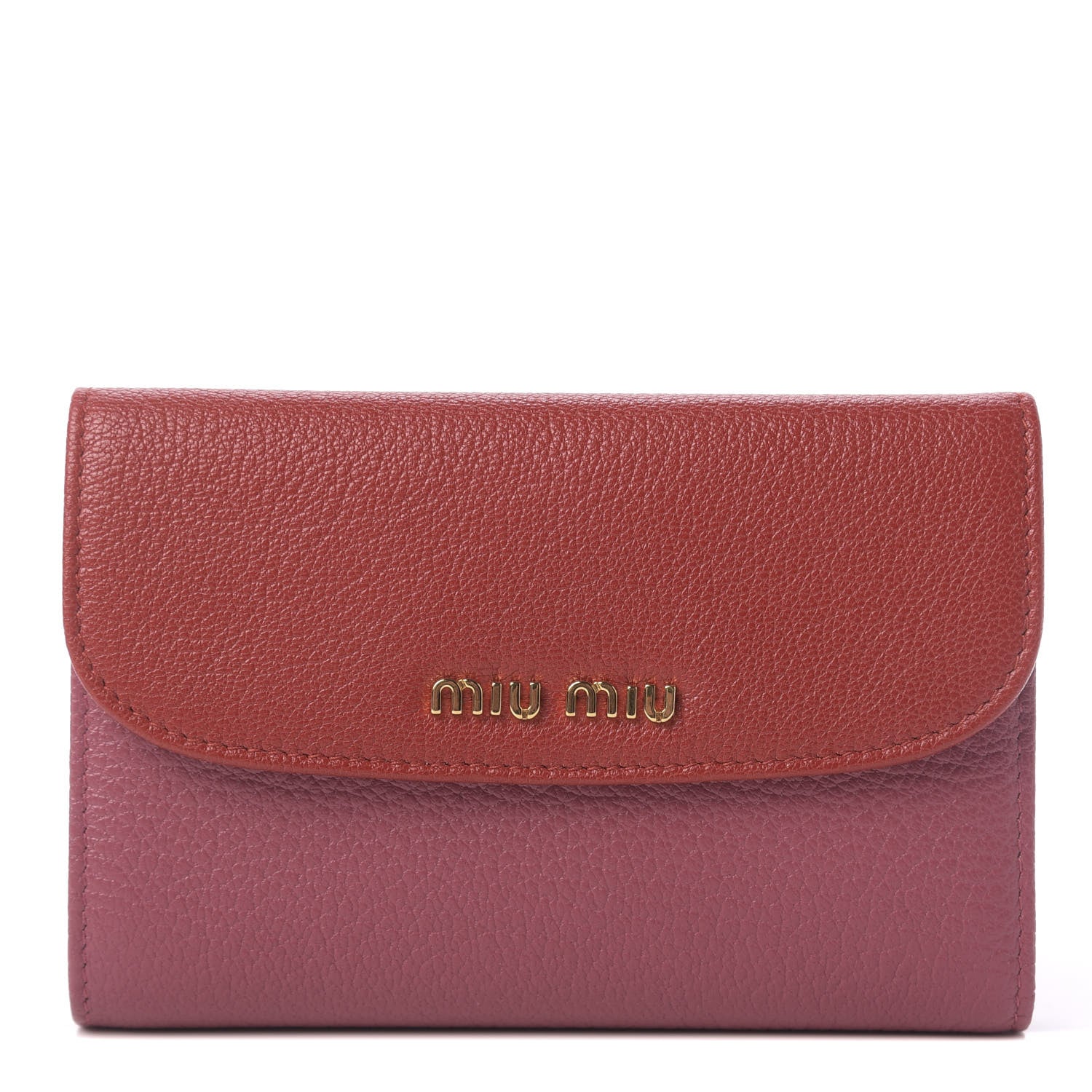 Miu Miu Goatskin Madras Bicolor Flap Wallet Fuoco Bruyere 1 of 10