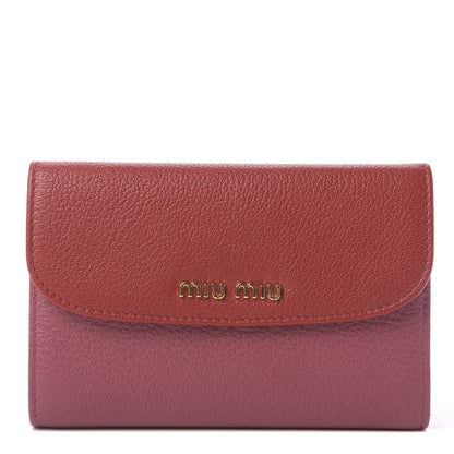 Miu Miu Goatskin Madras Bicolor Flap Wallet Fuoco Bruyere 1 of 10