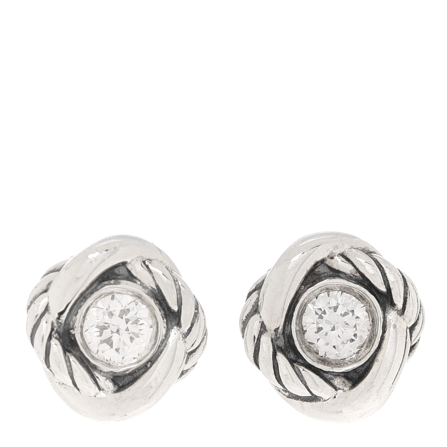 Sterling Silver Diamond 7mm Infinity Stud Earrings