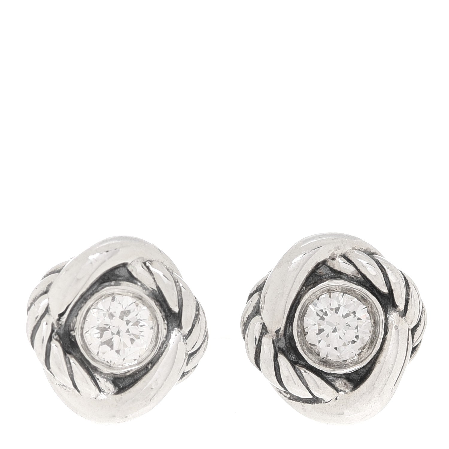 David Yurman Sterling Silver Diamond 7mm Infinity Stud Earrings 1 of 4