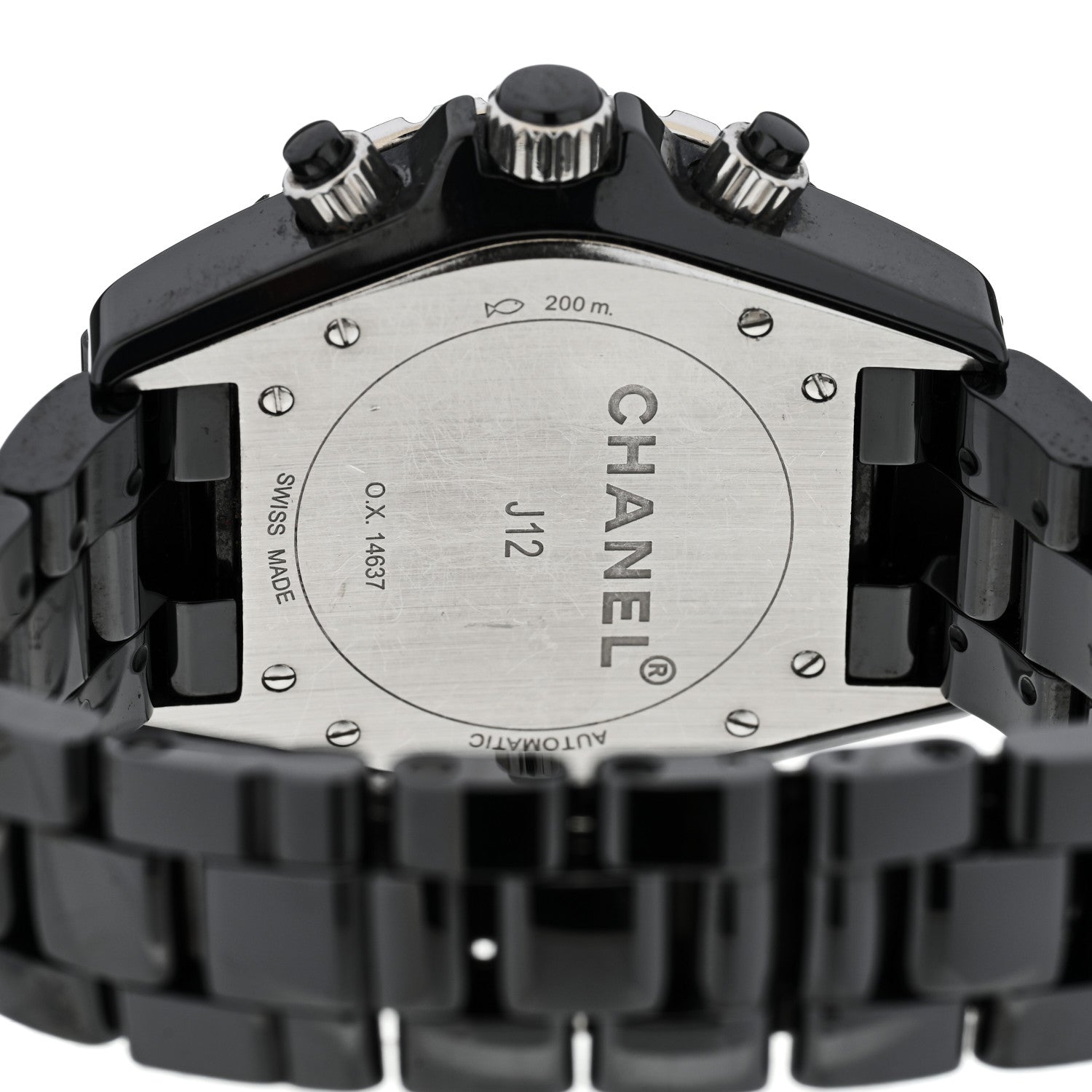 Chanel Stainless Steel Ceramic Diamond Bezel 41mm J12 Chronograph Automatic Watch Black 4 of 4
