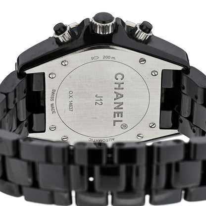 Chanel Stainless Steel Ceramic Diamond Bezel 41mm J12 Chronograph Automatic Watch Black 4 of 4
